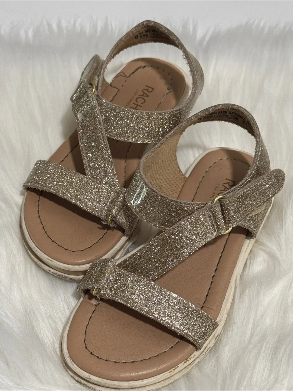 Rachel Zoe Girls' Gold Glitter Strappy Sandals